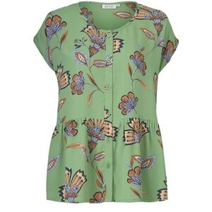 Masai Button Blouse Idali Green Peplum Top Size XXL Viscose Feminine